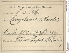 Etiketten zu Comptonit/Thomsonit (NHMW-MIN-Ae146)
